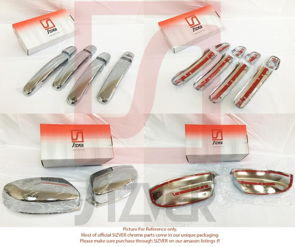 S SIZVER adhesive-backed chrome door handle covers close-up demonstrates easy installation