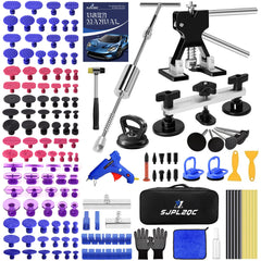 SJPLZQC car dent puller kit with 140 pieces for DIY dent repair.