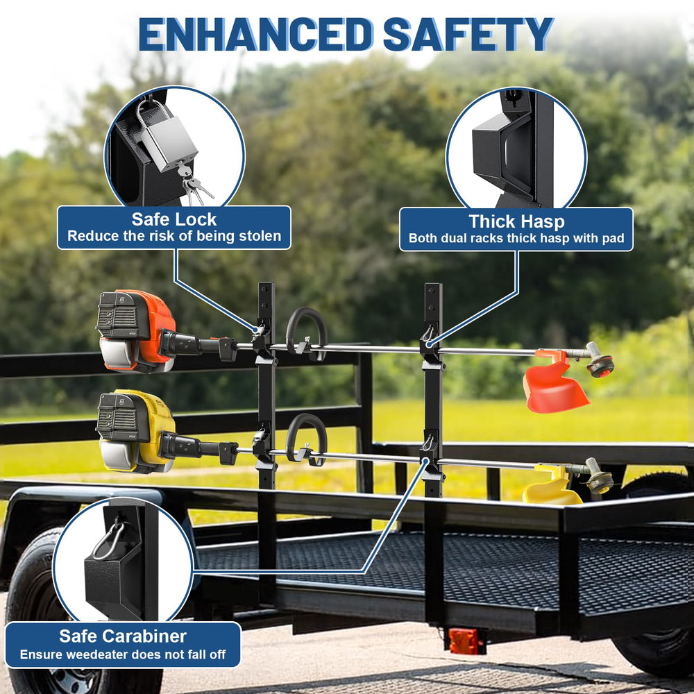 SJPULMO two-weedeater rack spacing prevents contact