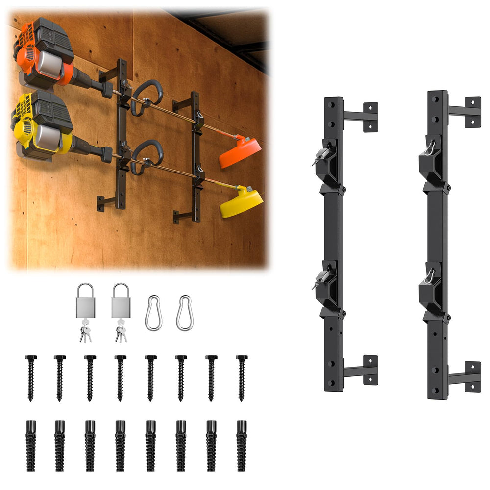 SJPULMO weed eater rack on trailer with locks for secure storage