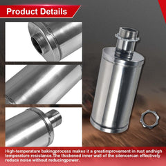 SJVLXHI muffler close-up highlights material quality and welds for durable construction.