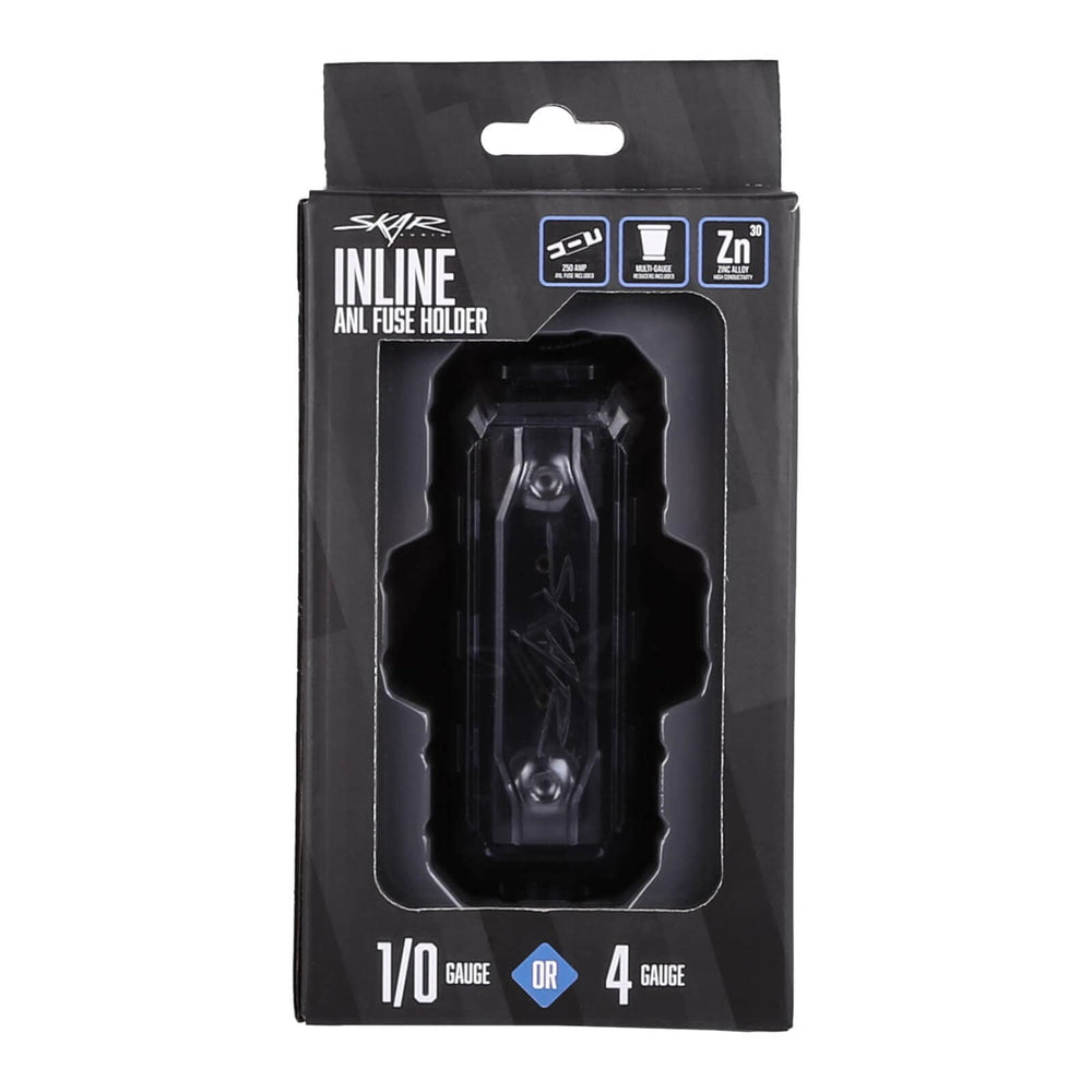 Skar Audio fuse protection ready assembly for powerful setups.