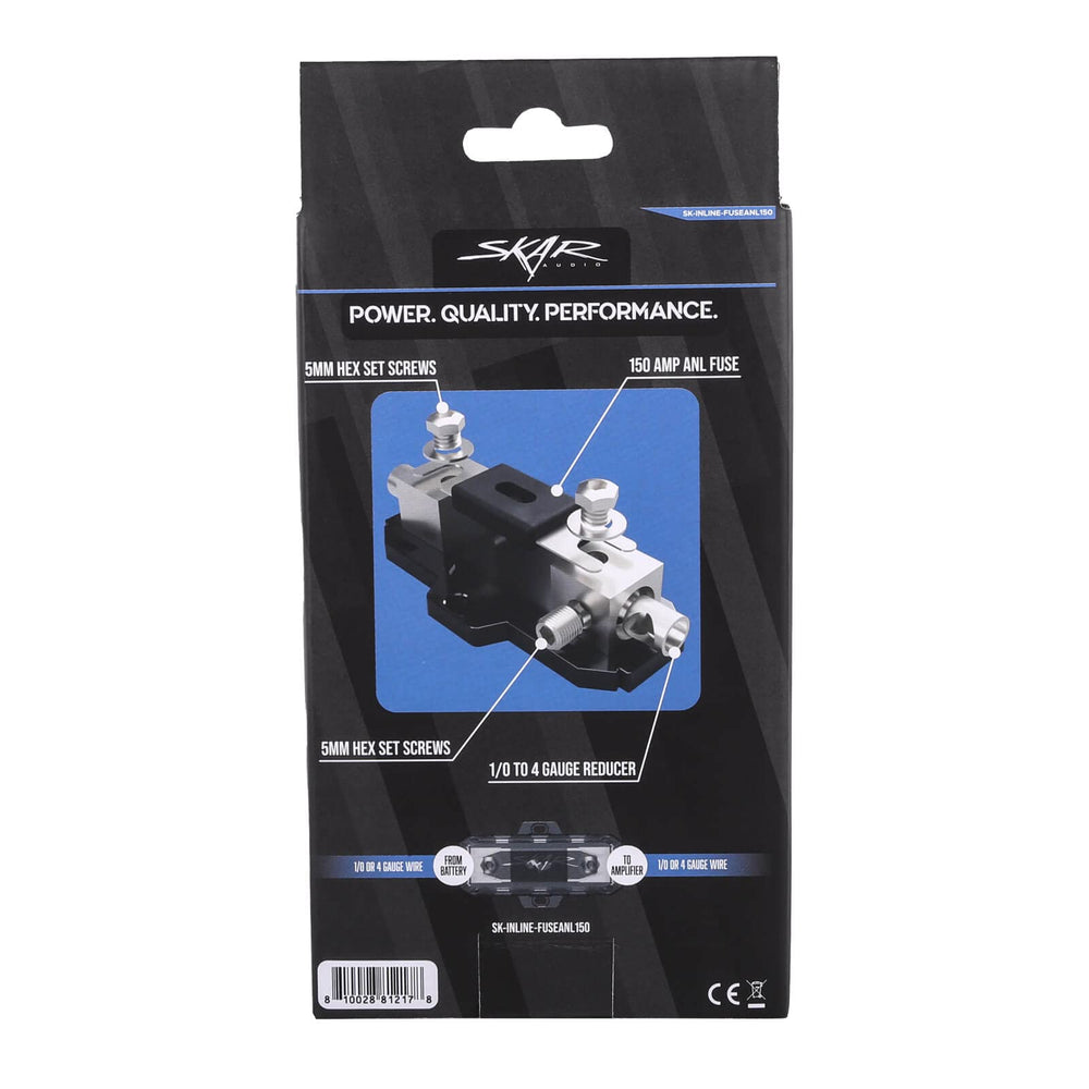 Skar Audio inline ANL fuse holder ready for car audio setups.