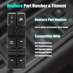 Blue backlit window switch for Elantra in low light