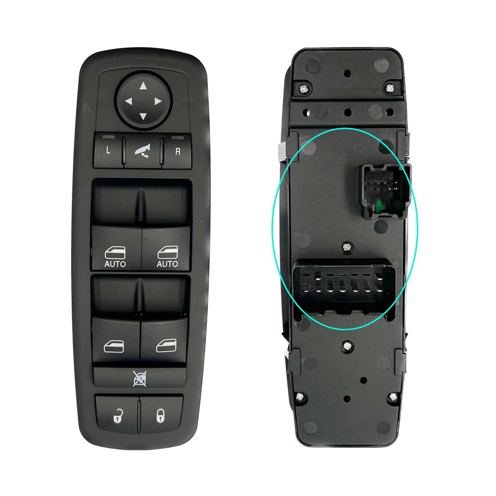 SKCEIDA driver-side master window switch for Ram 1500 assembly enables quick plug-and-play replacement.