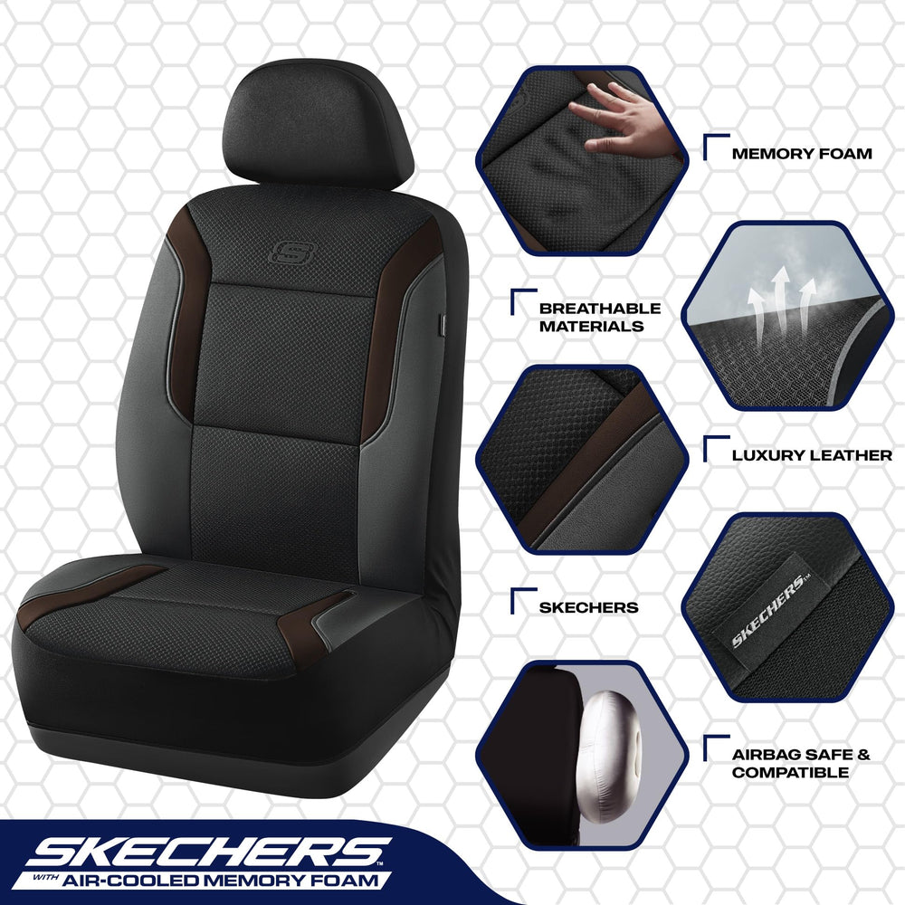 Skechers leather-look finish seat cover adds premium style