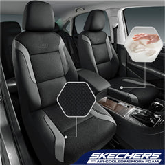 Gray memory foam with air-cool mesh fabric detail for breathability.
