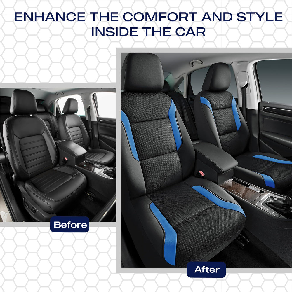 Skechers memory foam seat cover emphasizes airbag-compatible design