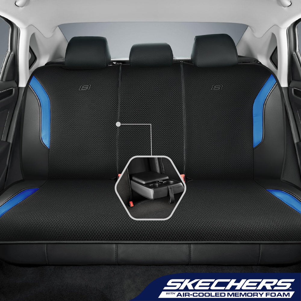 Skechers memory foam contoured seat cover supports posture on long drives.