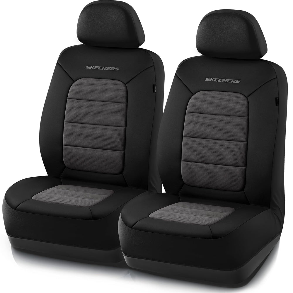 Skechers memory foam seat cover front seat close-up showing contoured comfort