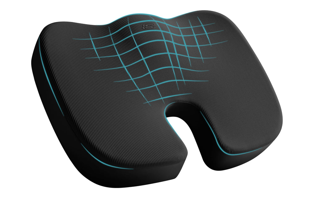 Skechers memory foam seat cushion front view for all-day desk comfort