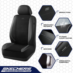 Skechers three-panel form-fitting design keeps the seat cover snug and neat.