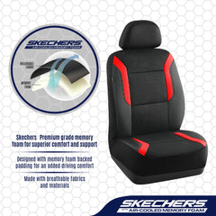 Skechers three-panel front-seat fit ensures snug coverage for most vehicles.
