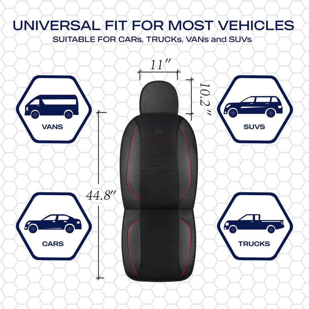 Skechers universal-fit front seat coverage fits most cars, trucks, vans, and SUVs