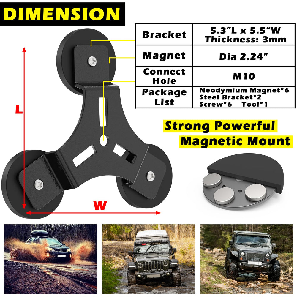 SKNOOY mount capable of roof, hood, or side placement on various vehicles