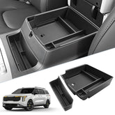 SKTU 2Pack center console organizer for Kia Carnival top view showing tidy, accessible storage