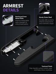 Skylarion armrest installation process photo suggests quick, clean setup.