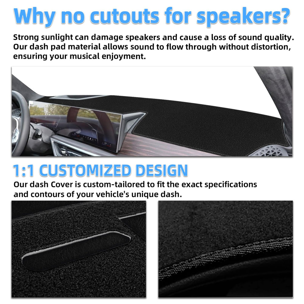 SkyloTEC dash cover in Tahoe/Suburban demonstrates nonslip backing for stable placement.