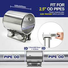 SKYMIRO butt-joint 2-5 inch pipe fit ensures precise, secure exhaust connections.