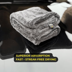 Sleek Dudes 20x31 towel covering large panels with controlled drying.