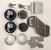 Slick Locks sliding door kit on Chevy/GMC showing secure integrated spinners
