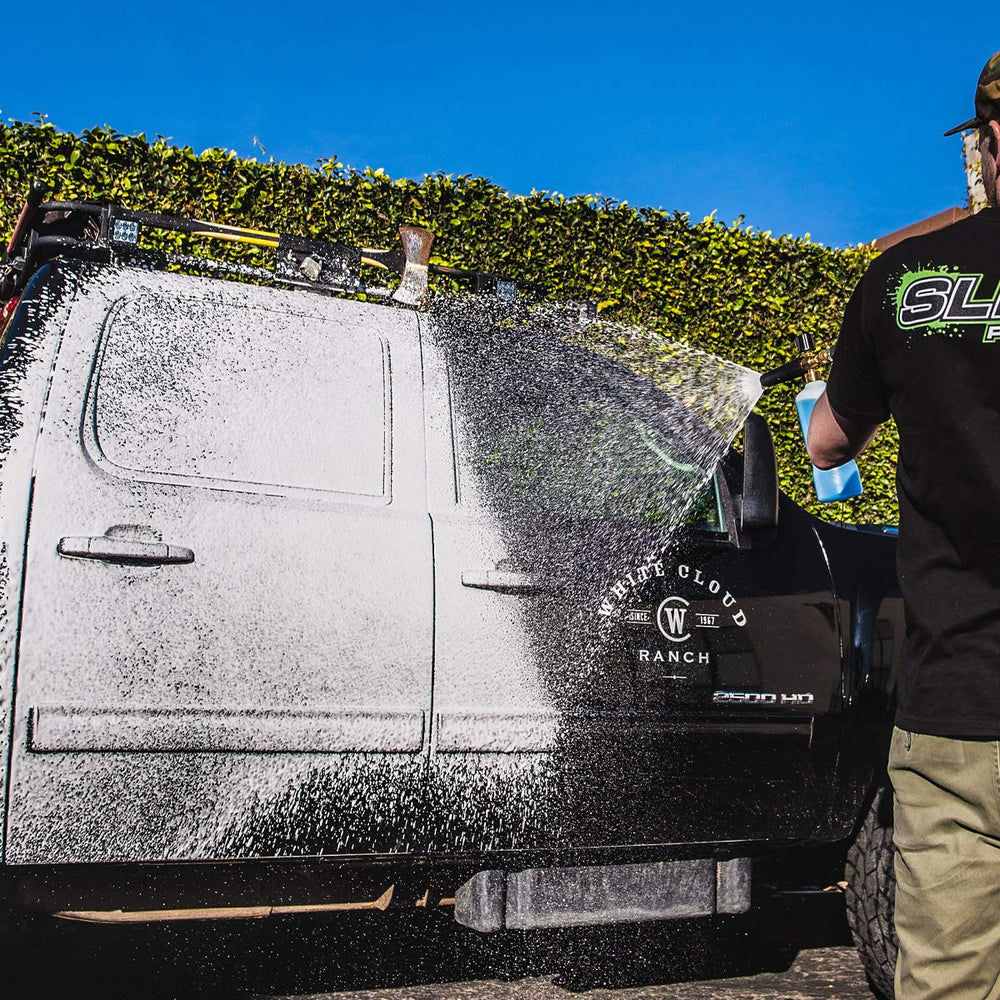 Slick Products foam gun sprayer compatibility demonstrates ready-for-foam-cannon setups.