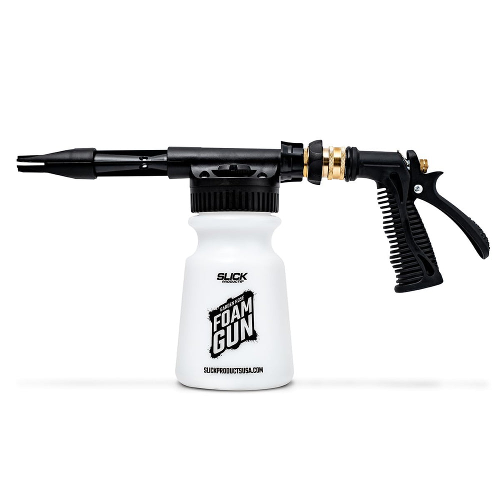 Slick Products Garden Hose Foam Gun with dial control for precise foaming.