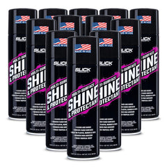 Slick Products Shine & Protectant spray bottle delivers a glossy, protective finish on trims.