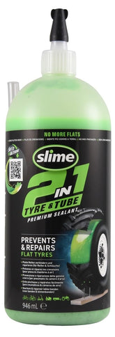 Slime 10194 2-in-1 sealant bottle pour demonstrates easy application for fast puncture protection.
