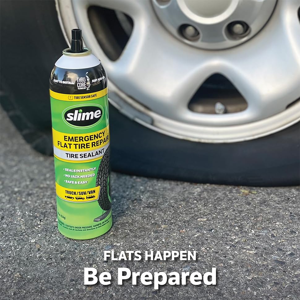 Slime 60187 tire inflation demo shows quick reinflation after use