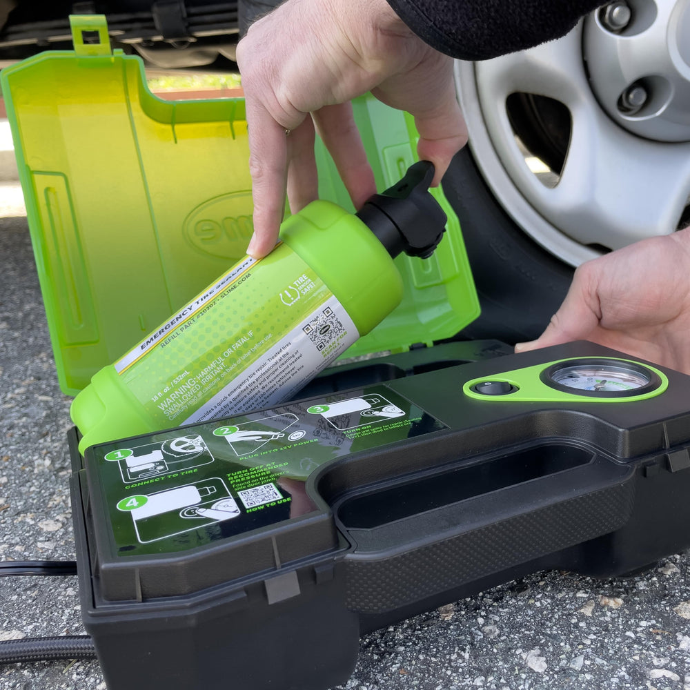 Slime 10201 sealant refill packaging back view highlights cost savings.
