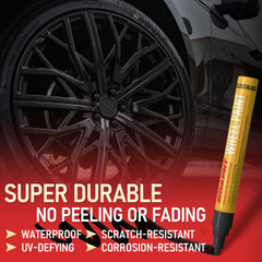 SMAPHY pen applying gloss black coating to wheel surface