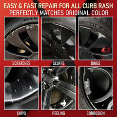 Matte black wheel curb rash demo using SMAPHY kit