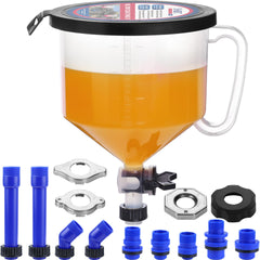 SMART JERRY coolant funnel with translucent body and scale enables precise, mess-free pours.
