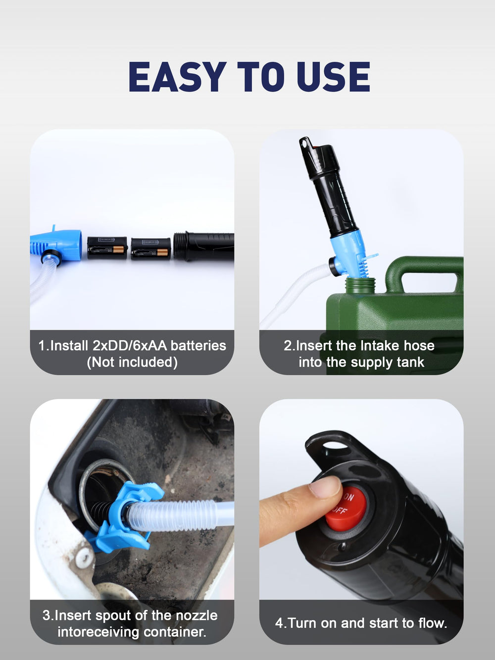 SMART JERRY transfer capability for diesel and gasoline in one portable pump.