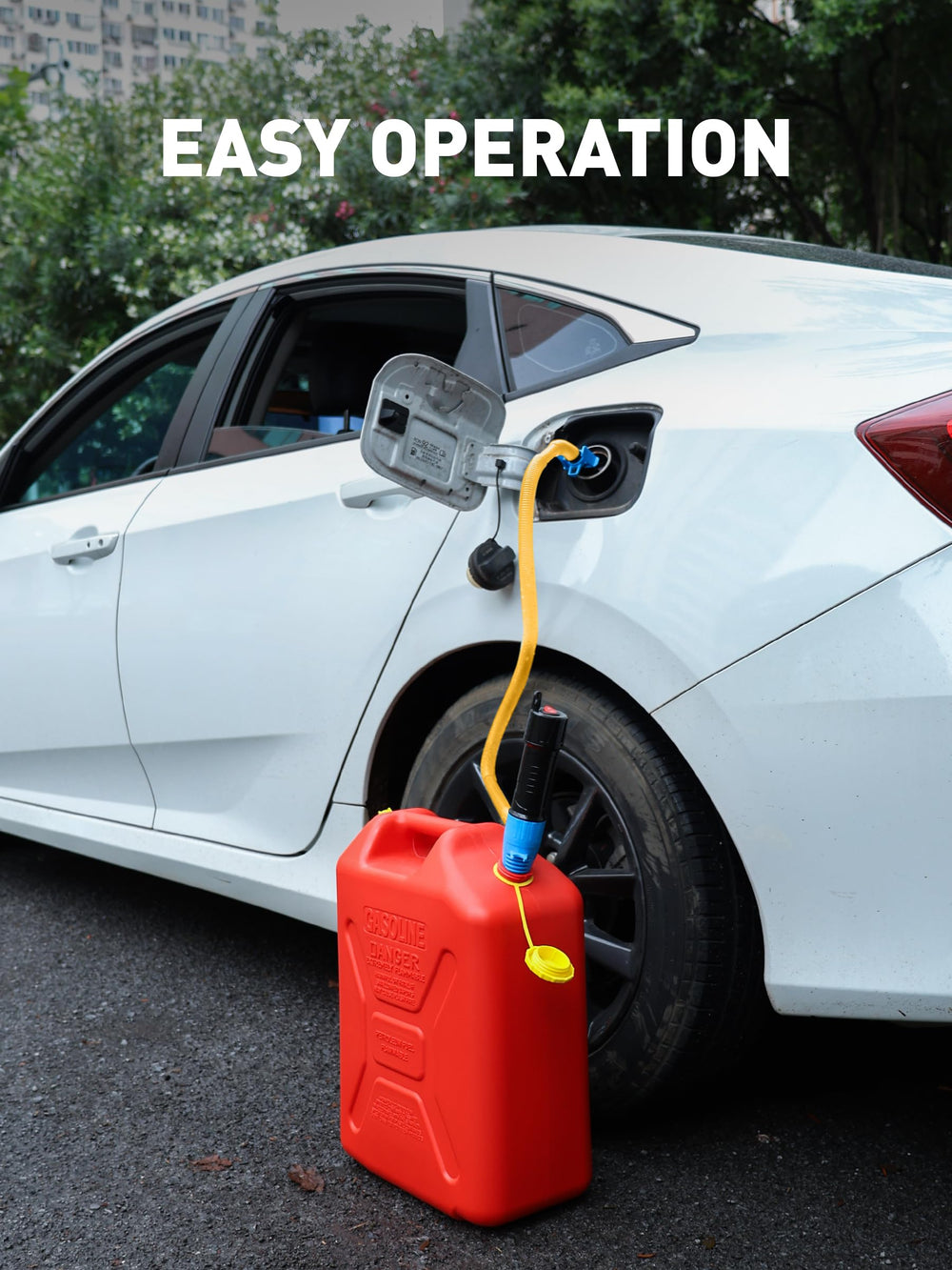 SMART JERRY pump shown in use with a container for secure handling.