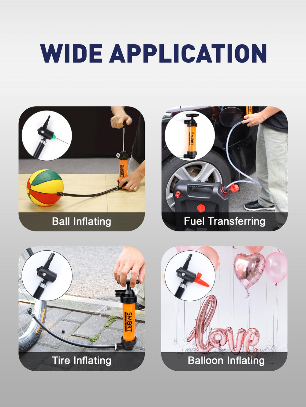 SMART JERRY Siphon Pump with inflation needle for ball inflation