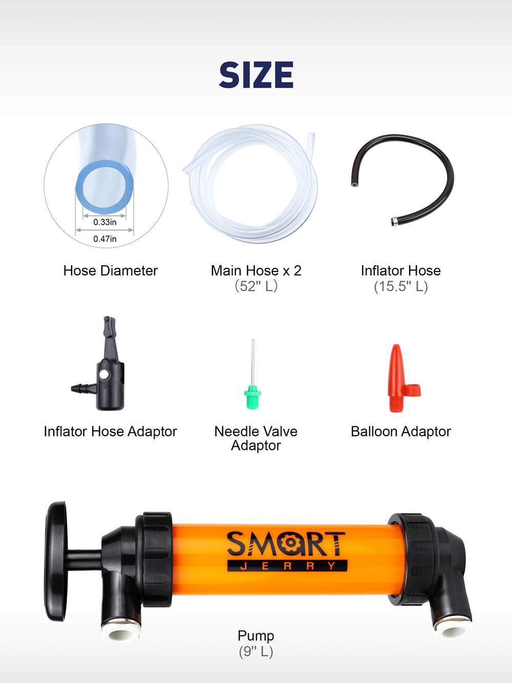 SMART JERRY Siphon Pump with Shark-Bite connection preventing leaks during transfer