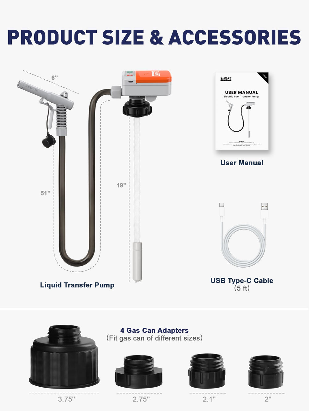 SMART JERRY pump with USB-C power option for versatile charging locations.