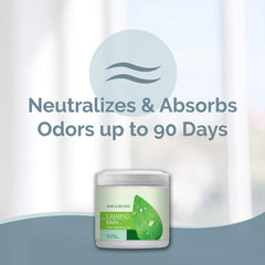 Smells Begone gel odor eliminator label close-up highlighting fragrance-free formulation