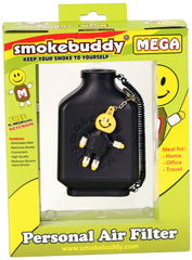 Smokebuddy Mega Black air filter shows a compact design for discreet odor control