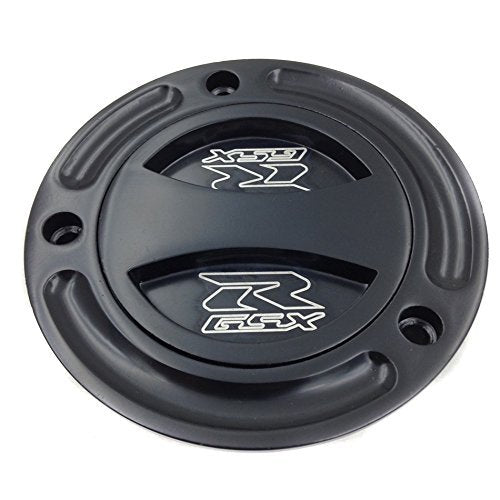 SMT-MOTO black aluminum keyless fuel cap on motorcycle for quick, secure fueling on sport bikes