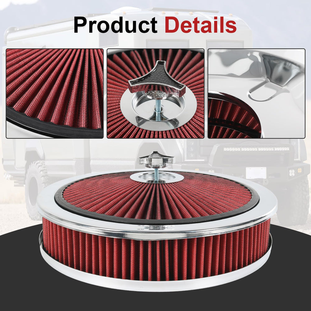 SMTRUILAN round air filter base chrome provides secure mounting