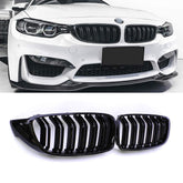 SNA F32 kidney grille left with black double slats, enhances sporty BMW front end.