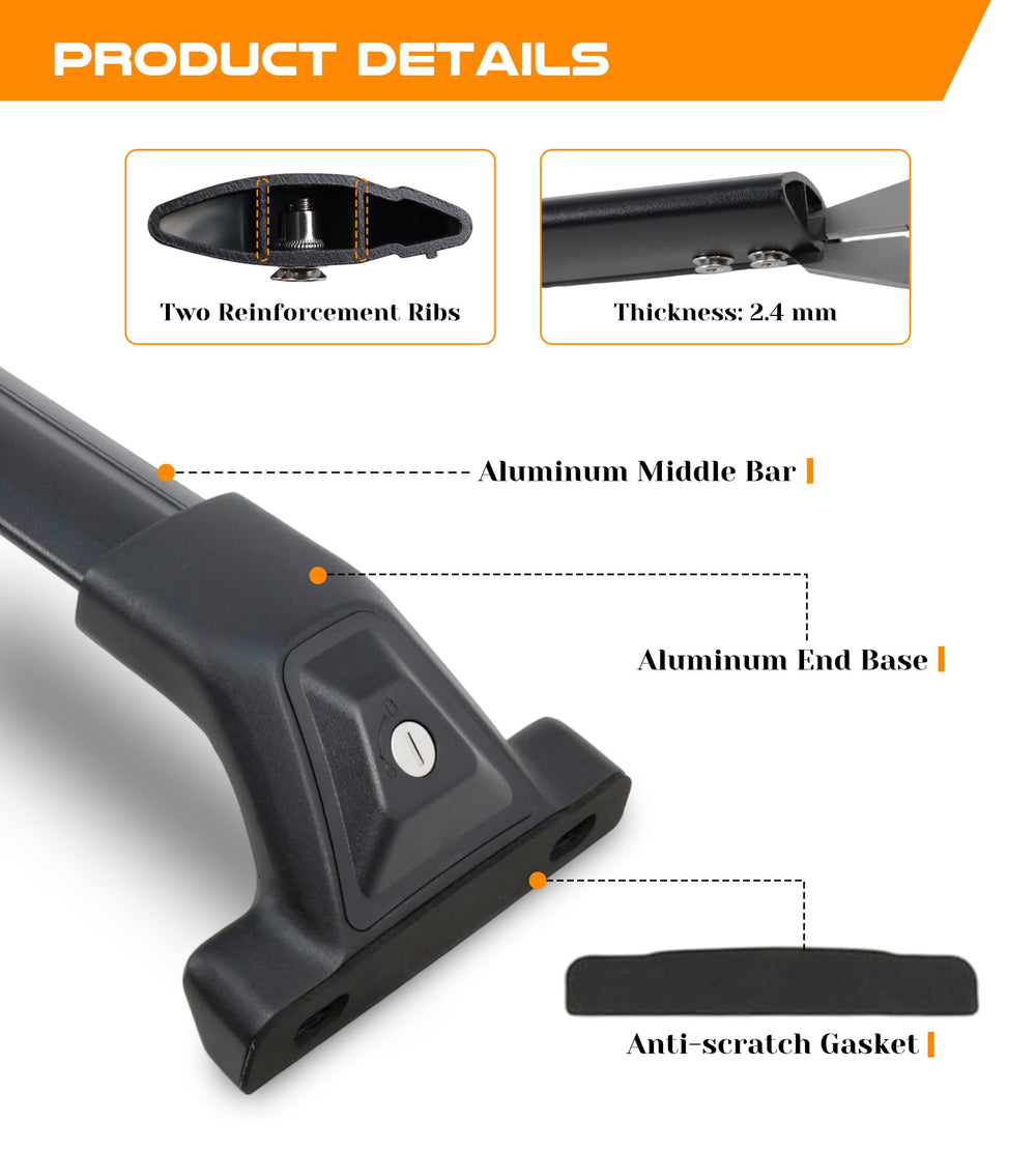 Snailfly crossbars no-drill installation mounts quickly to factory rails.