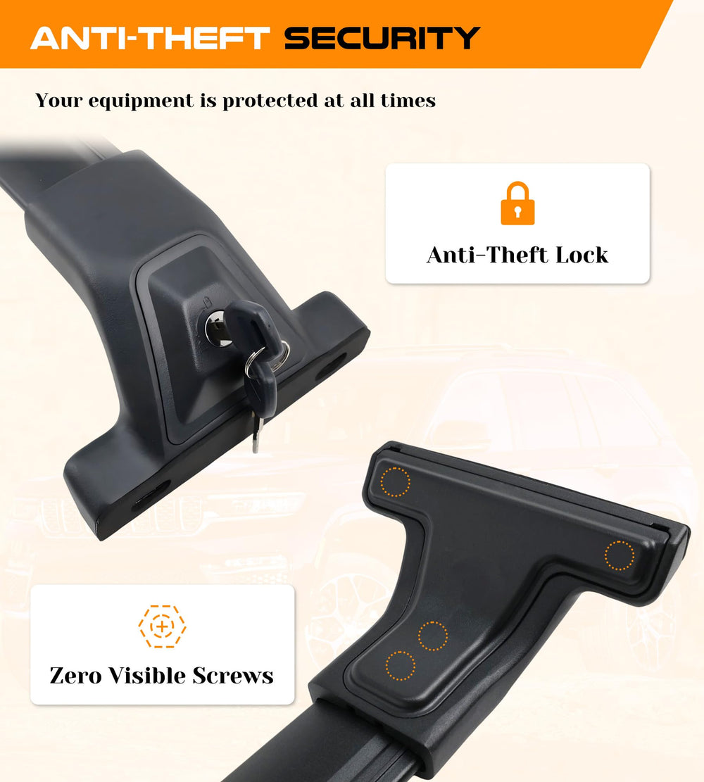 Snailfly crossbars sunroof-friendly design allows full moonroof operation.