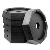 SnapPad Xtra 6-pack leveling blocks installed on RV jacks for stable setup