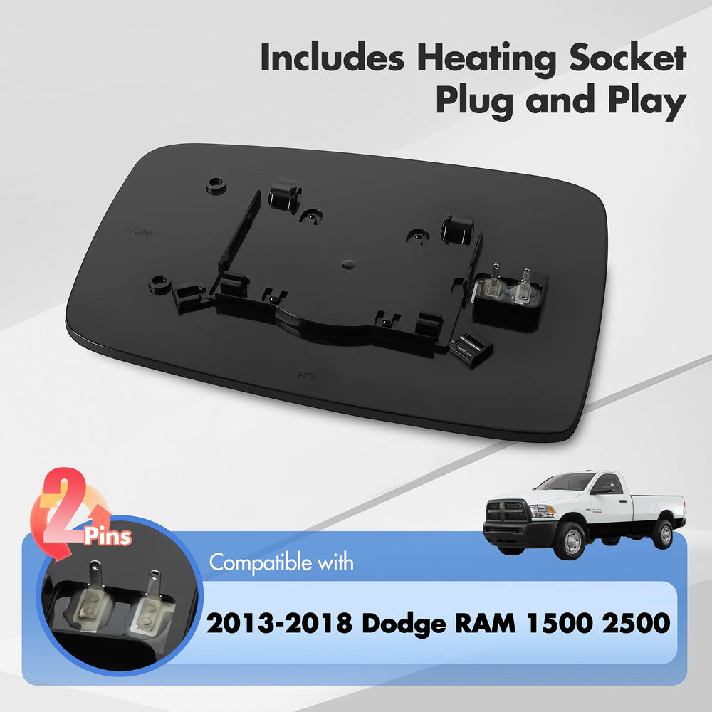 SNEMEEY heated mirror function for Dodge Ram provides fast defrost for clear view