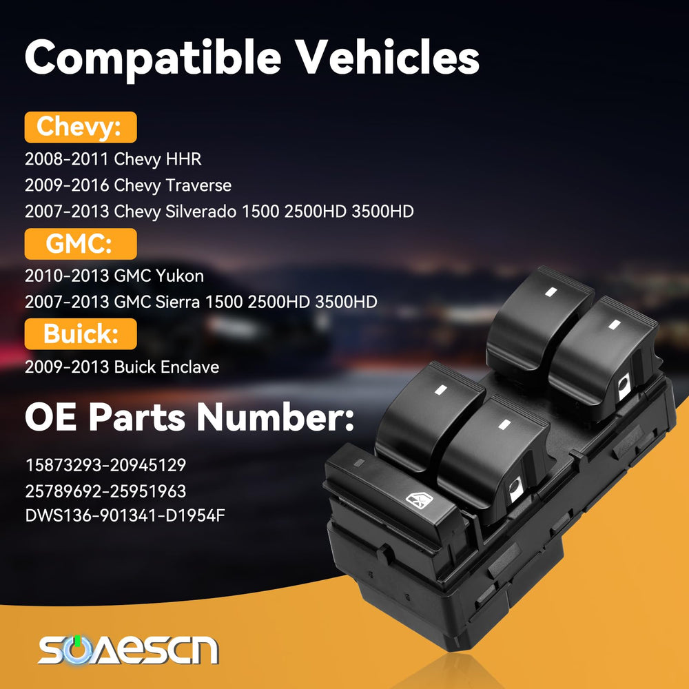 SOAESCN power window switch passenger-side closeup for seamless replacement