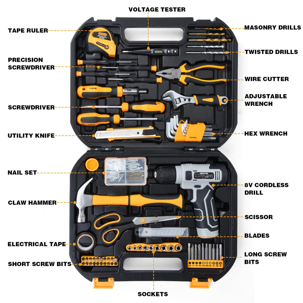 SOARFLY Upgradd 8V cordless drill in hand, easy control for light wood and plastic work.